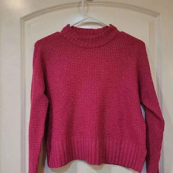 SO Women's Raspberry Pink Poly/Spandex Pullover Sweater - Picture 3 of 9